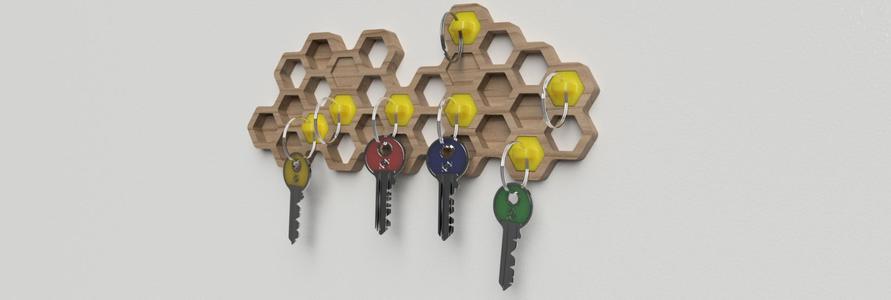 HoneyKey - Honeycomb Keys Wall Hanger