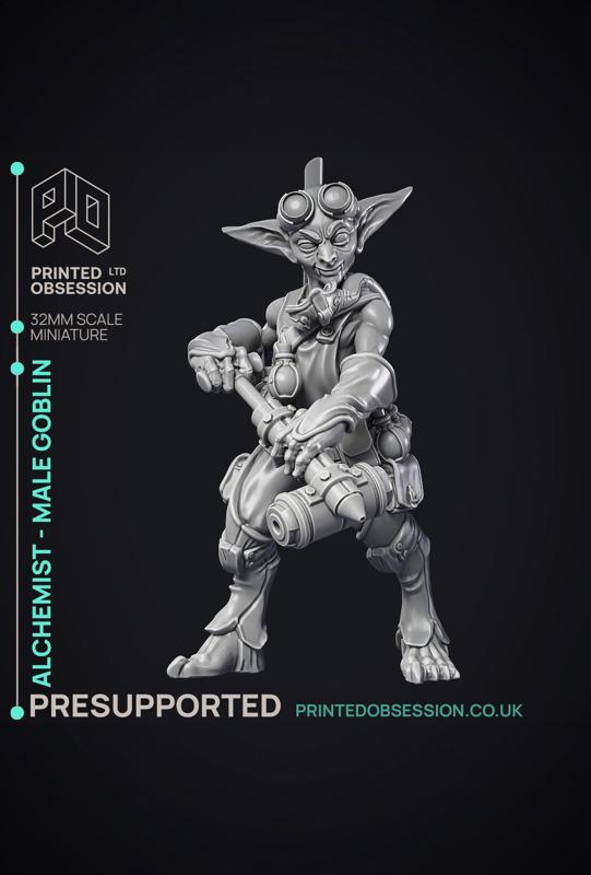 Alchemist - Goblin Male Artificer - PRESUPPORTRED - 32mm scale