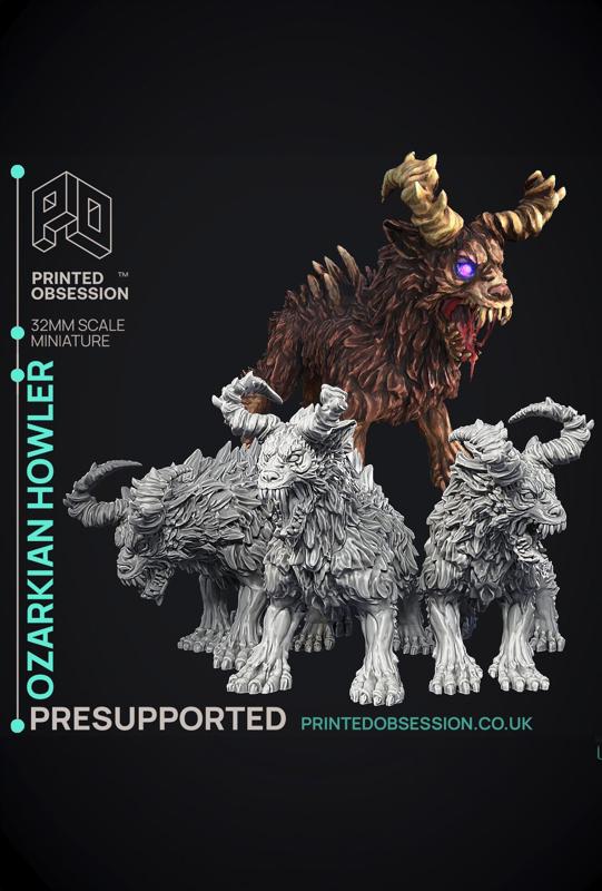 Ozarkian Howlers - 3 Models - Cryptids of the Darkwoods - PRESUPPORTED - Illustrated and Stats - 32m