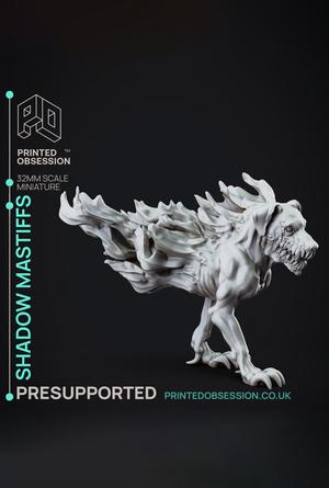 Shadow Mastiff - Faywild Vs Shadowfell - PRESUPPORTED - Illustrated and Stats - 32mm scale			
