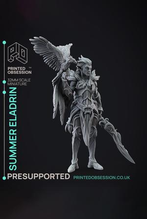 Summer Eladrin - Faywild Vs Shadowfell 2 - PRESUPPORTED - Illustrated and Stats - 32mm scale			