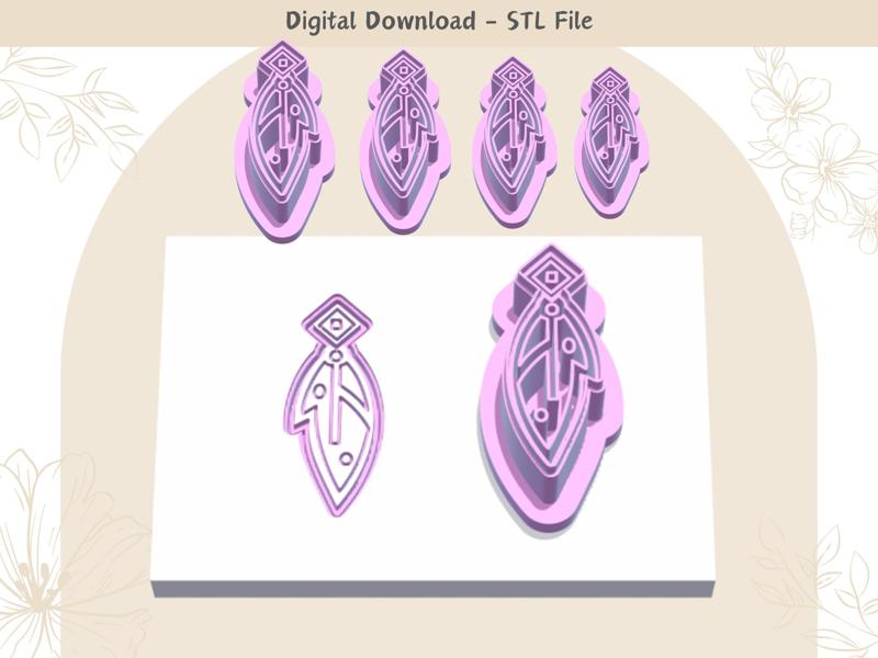 Abstract Unique Feather Clay Cutter for Polymer Clay | Digital STL File | Clay Tools | 4 Sizes Summe
