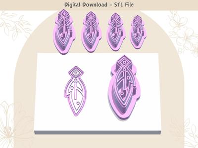 Abstract Unique Feather Clay Cutter for Polymer Clay | Digital STL File | Clay Tools | 4 Sizes Summe
