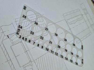 Radius & Diameter template for technical drawings