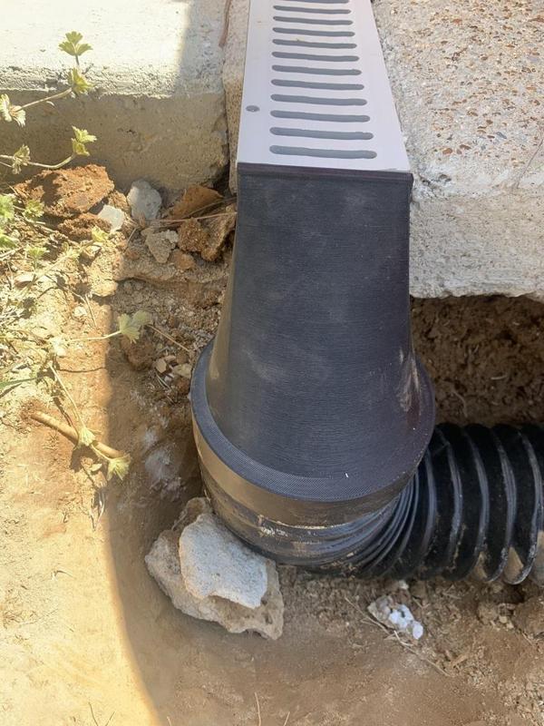 Deck Drain adapter to 4 inch corregated drain pipe