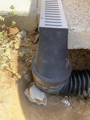 Deck Drain adapter to 4 inch corregated drain pipe