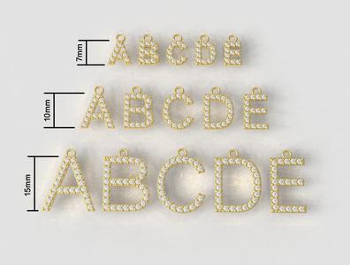 Diamond Alphabet Pendants - 3 Sizes 3D Model Collection