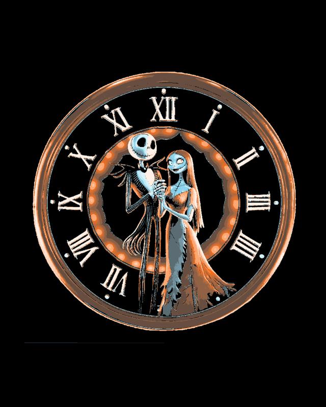 Celebration of Halloween - Jack and Sally Dressed for the festivities - Clockface