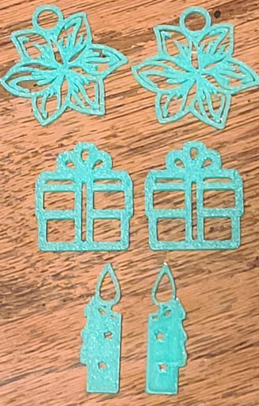Christmas Flower, Present, Candle Earrings / Ornaments