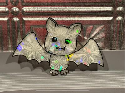 Stained Glass Cute Bat, Rainbow PEI Plate