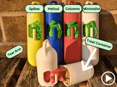 Pet Poop Bag Dispenser | Treat Storage+Tear Arm