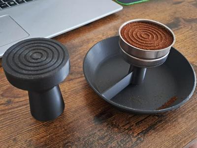 Coffee tamper, holder & spill collector