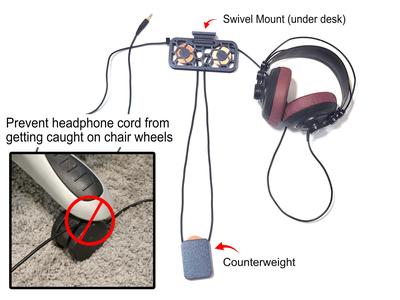 Headphone Automatic Cord Retracting Pulley System