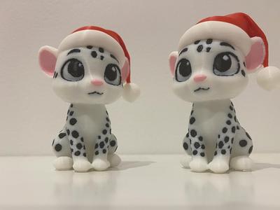 Festive Snow Leopard With A Santa Hat