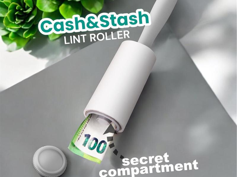 Lint Roller with Hidden Compartment for Cash