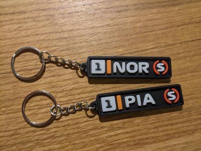 Lando Norris and Oscar Piastri soft tyre keyrings