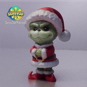 Grinch Christmas Cute Mini Toy - 3D print STL and multicolor 3MF file