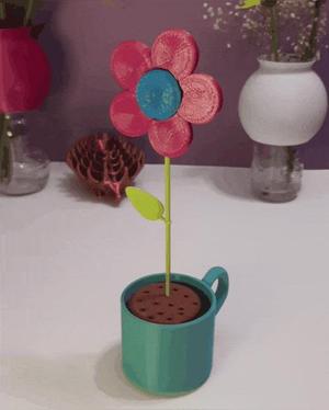 Flower With Flower Pot - No Supports - Press Fit