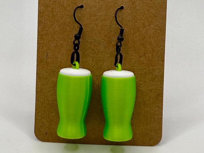 St Patrick's Day Guinness Pint Glass Earrings 