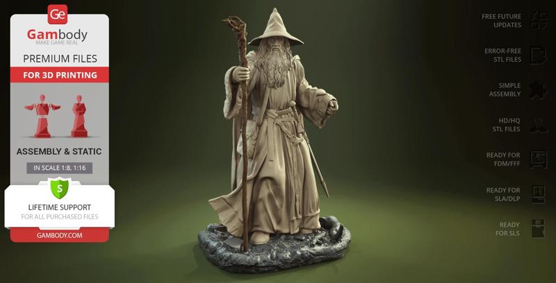 Gandalf the Grey STL files for 3D Printing | Assembly Model