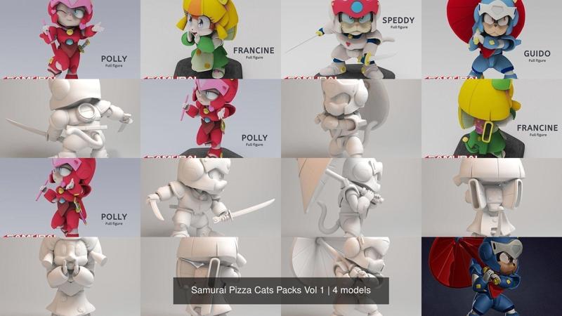 Samurai Pizza Cats Packs Vol 1 3D Model Collection