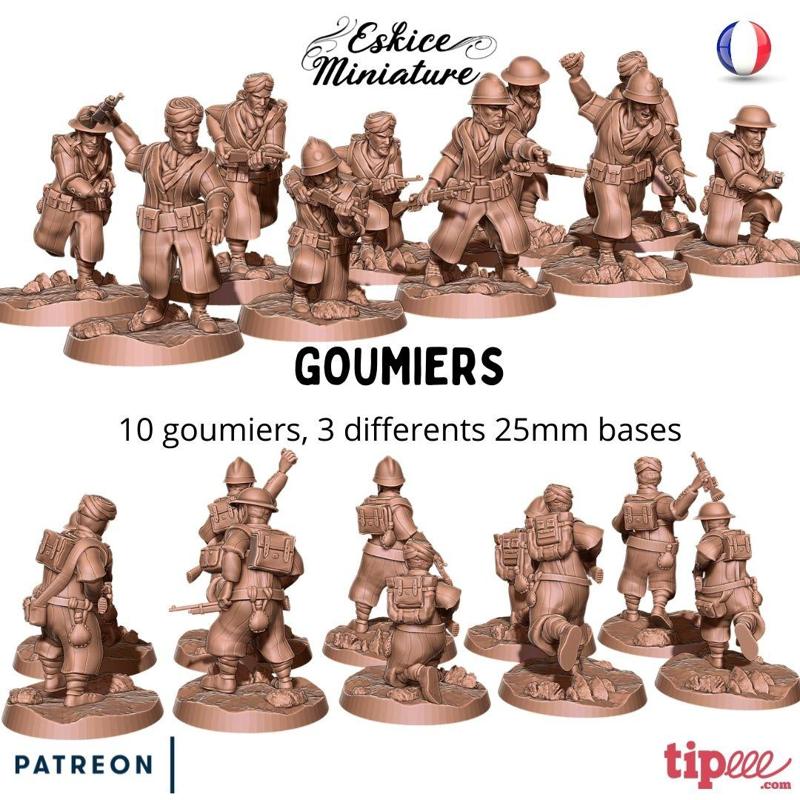 10 Goumiers soldiers - French army WW2 - 28mm for wargame