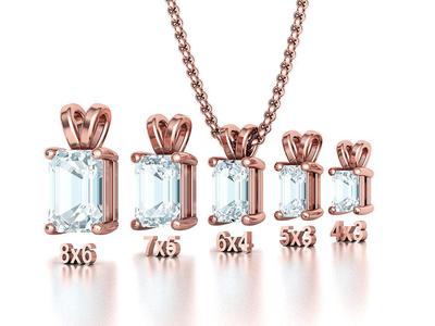 Emerald Solitaire Pendants 8x6 7x5 6x4 5x3 4x3 Gems Necklaces