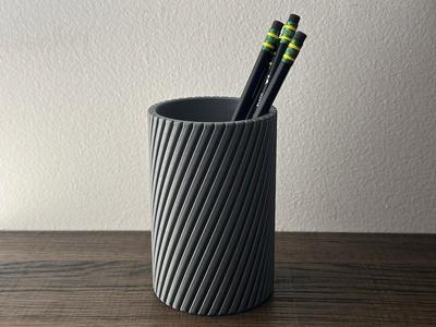 Spiral-Ribbed Modern Pencil Holder