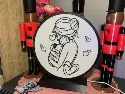LED lamp Lightbox-LED lantern-Mom with baby Love