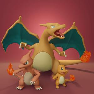 Pokemon -  Charmander Charmeleon and Charizard with 2 or 3 poses