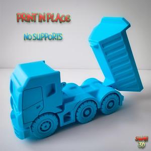 THREE-AXLE DUMPER TRUCK WITH WORKABLE DUMPER - PRINT IN PLACE
