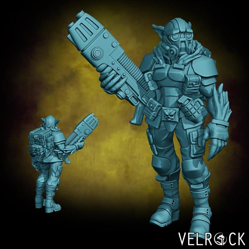 Female Catian Shock Trooper with Energy Gun 2 (PRESUPPORTED)