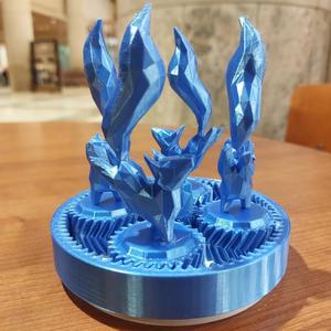 Dancing Foxes with Rotating Stand (Print-in-Place, No support)   