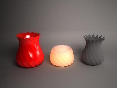 Twisted vases and tealight holder