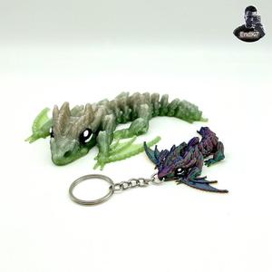 Grass Wyvern + Keychain - articulated - print in place - no supports