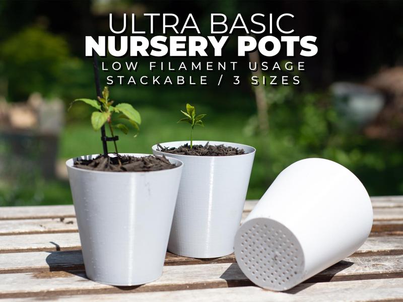 Nursery Pots - Basic / Stackable / Drain - 3 Sizes