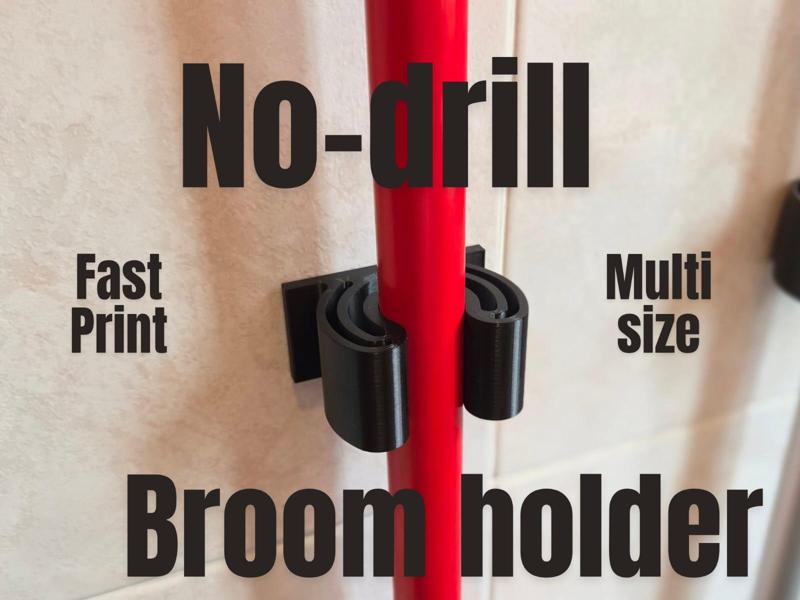 NO-DRILL BROOM STICK HOLDER