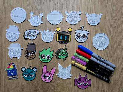 Sprunki Cool Heads DIY Coloring Stamp Fun Art Gift