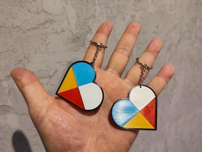 UKRAINE - POLAND Heart Logo +  Keychain models