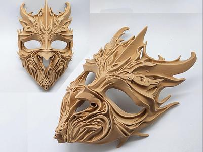 Wood-Carved Dark Ritual Mask
