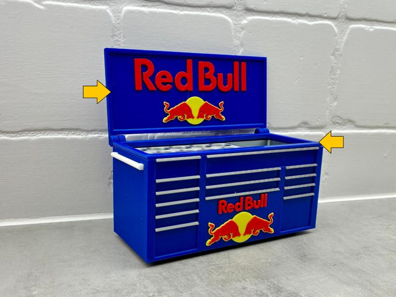 Lid - Red bull Inspired Toolbox desk organizer pen