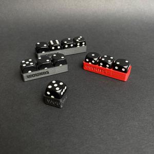 Wound tracker trays for 12 mm dice
