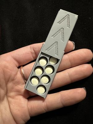 Tiny Mini Small Pill Medicine box container for 7 .25 dia tablets 1 week pocket keychain