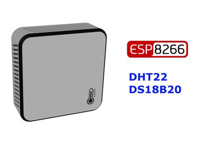 Wall WiFi thermometer with ESP, DHT22 and cable probe