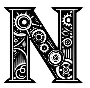 Letter N with gears