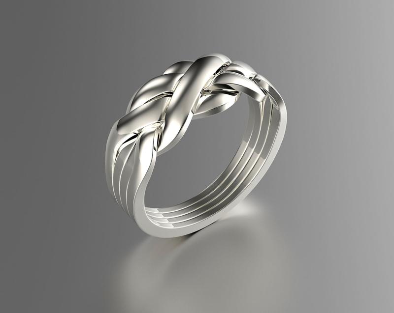 Jewelry Fashion Gold Puzzle Ring 0071 Set of Sizes Stl 3dm Fbx