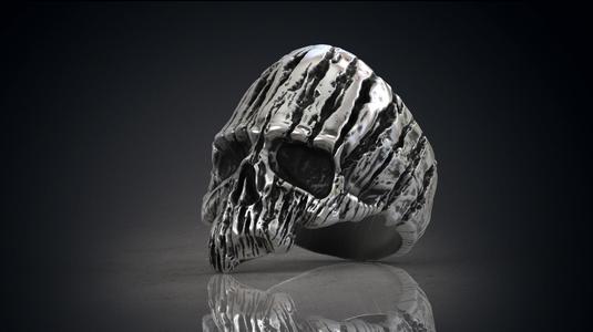 Ring of a wooden skull Skull of Groot STL for 3d printing