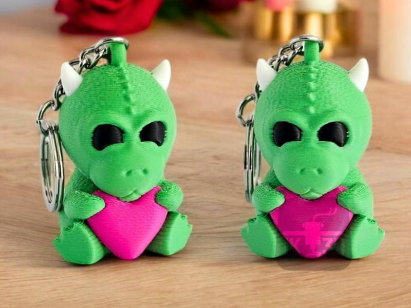 Baby Dragon Valentine's Day Figurine / Keychain 