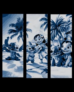 A little blue alien "dog" taking some time to relax with his friend - Set of bookmarks