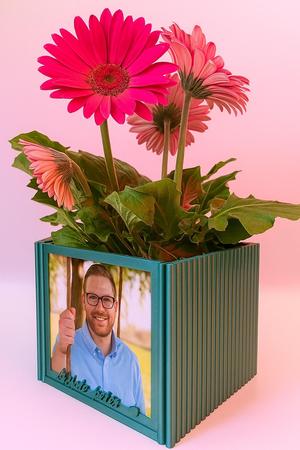 Square Ribbed Planter and Photo Holder